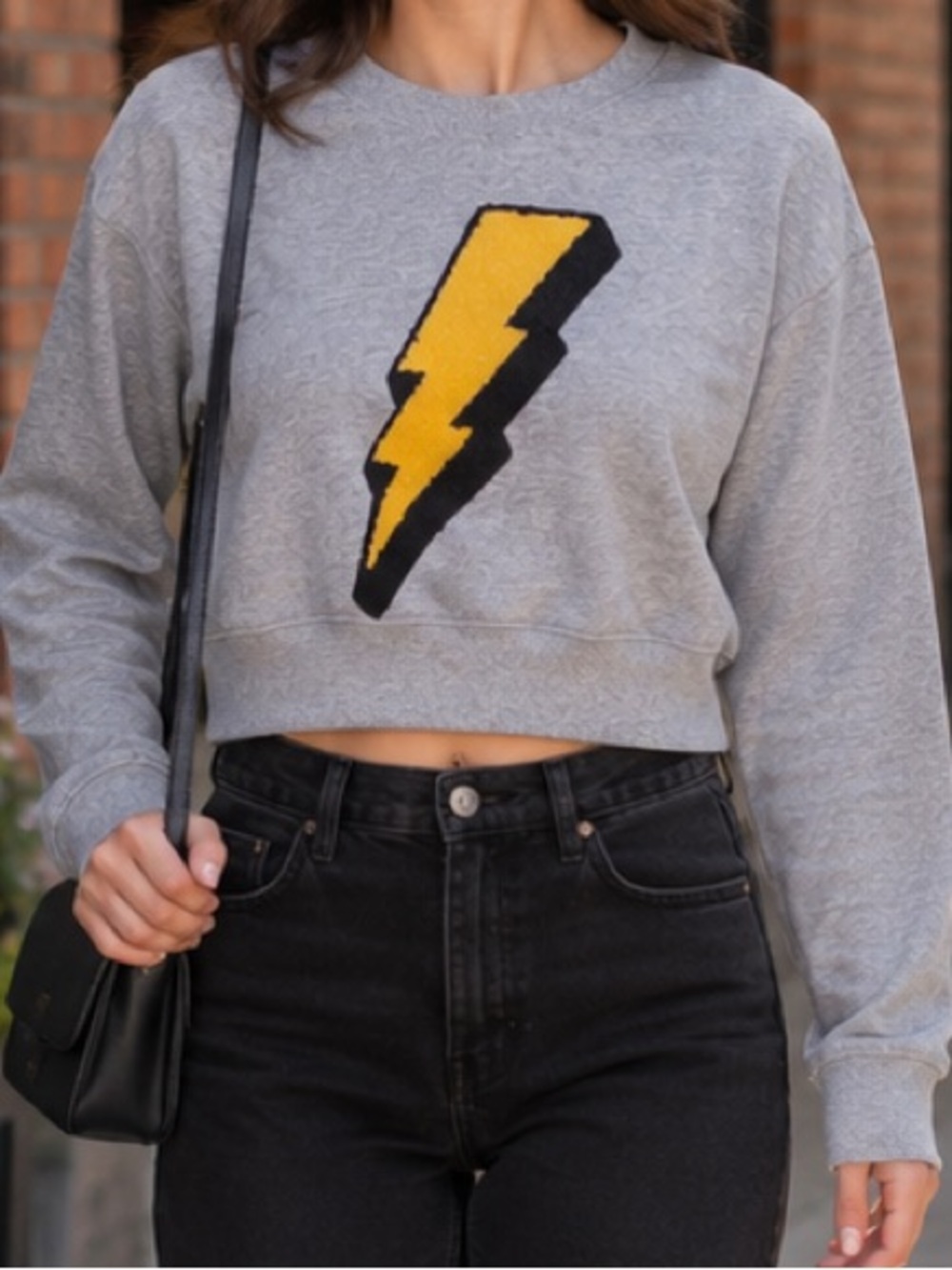 Forever 21 Lightning Bolt Cropped Sweatshirt NWOT Size Small